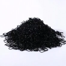 1000入組/包多色兒童蝴蝶結彈性髮圈,適用於女孩的馬尾和嬰兒的髮飾 - 黑色 - 查看 3