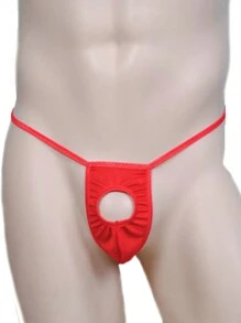 Men's Thong With Pouch Sexy Underwear Lingerie - 紅色 - 查看 2