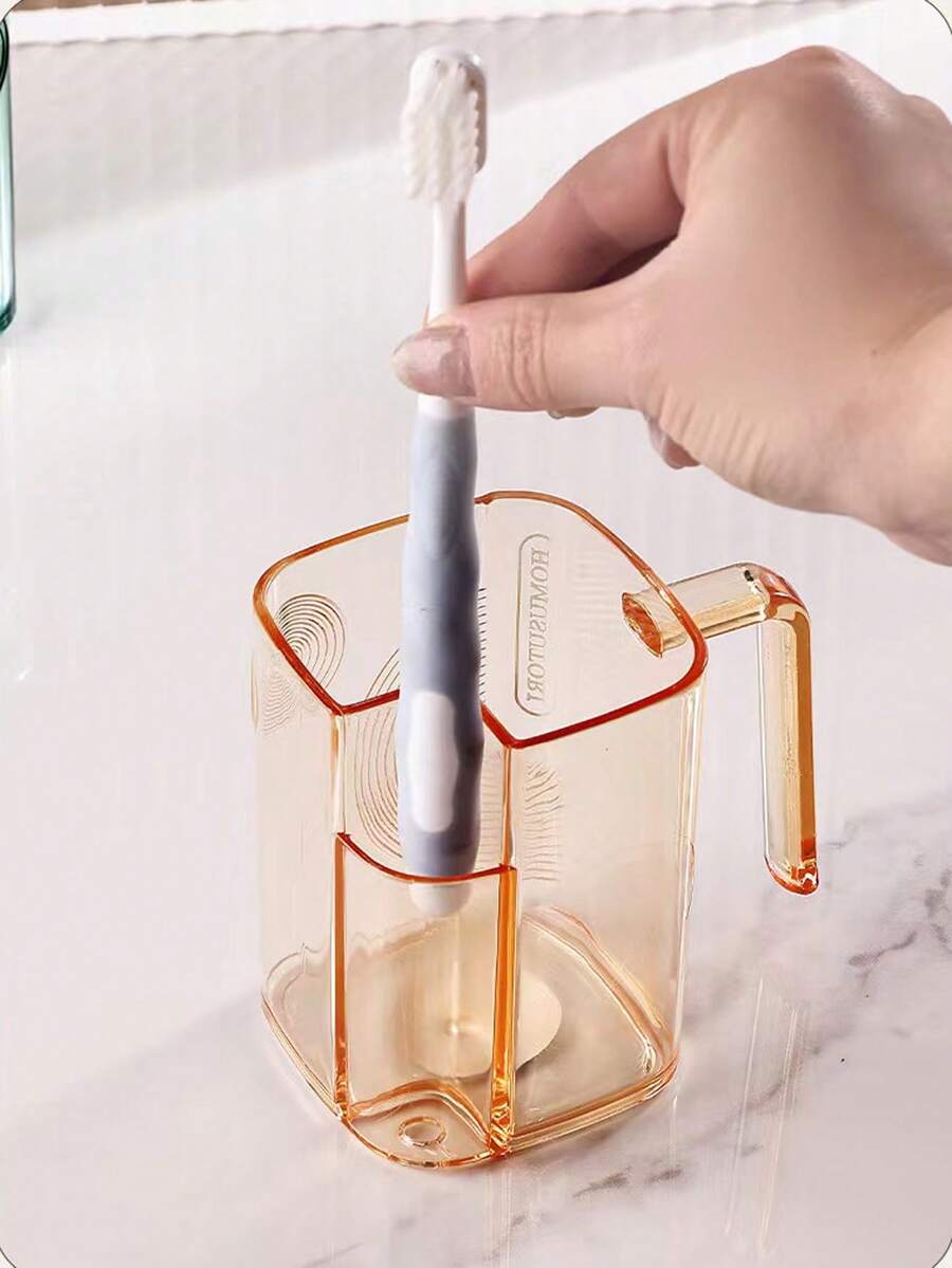 1個透明漱口杯輕奢家用情侶牙刷杯簡約學生洗漱杯牙刷架 - 黃色 - 查看 1