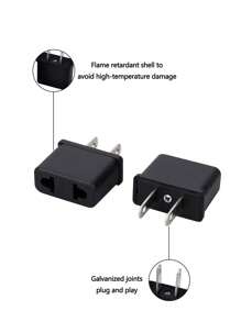 1pc Portable Travel Home Converter Plug, Black, Compatible With Us/eu Standard - Black - View 4