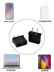 1pc Portable Travel Home Converter Plug, Black, Compatible With Us/eu Standard - Black - View 8