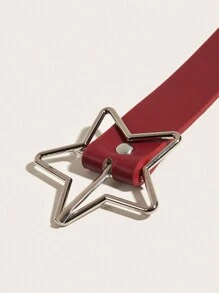 DareSee 1pc Women's Simple Star & Eye Motif Belt Street Music Fest Y2KFest Back To School Autumn Winter Gifts - Red - View 8