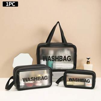 1個字母圖案透明收納袋,化妝品旅行袋,防水化妝袋,洗漱袋,方便攜帶,適用於浴室、大學宿舍、男女適用,郵輪旅行必備的化妝品袋,化妝品收納盒,送禮佳品,海灘袋,海灘必備,海灘毛巾收納盒,海灘用品,度假必備的包包,適用於夏季度假