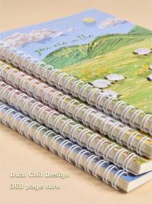 油畫厚筆記本60頁創意學生a5螺旋筆記本顏色隨機 - 彩色 - 查看 10