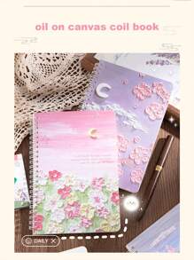 油畫厚筆記本60頁創意學生a5螺旋筆記本顏色隨機 - 彩色 - 查看 6