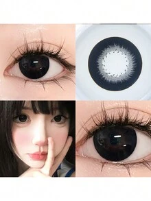 1 对（2 片）彩色美容隐形眼镜 14.5 毫米自然眼隐形眼镜，时尚女士柔软自然色眼镜，6 个月 - 黑色 - 查看 8