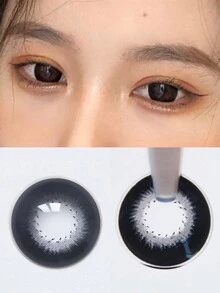 1 对（2 片）彩色美容隐形眼镜 14.5 毫米自然眼隐形眼镜，时尚女士柔软自然色眼镜，6 个月 - 黑色 - 查看 9