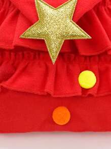 秋冬寵物衣服,紅色聖誕樹斗篷和斗篷,寵物變身服裝 - 紅色 - 查看 8