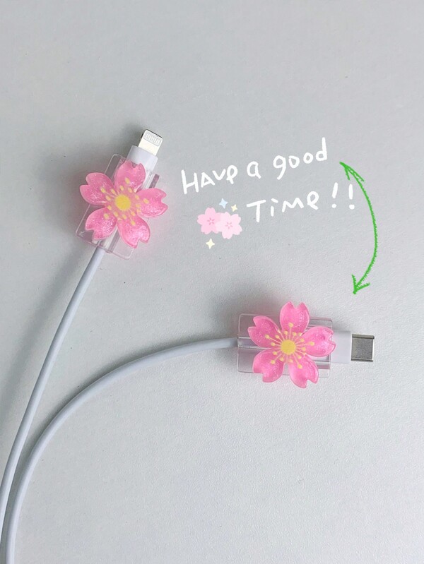 2 Stück/Set 3D Blumen-förmiger Ladekabel Schutz für 20W Apple Ladegerät, Ladegerät Schutz
