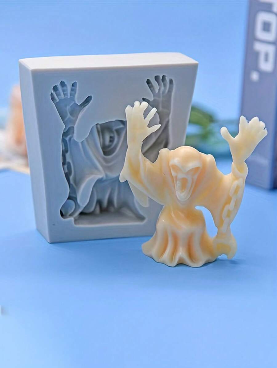 1pc Handmade Silicone Mold For Making Death Candle, Halloween - Grey - View 1