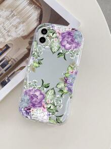 1 Ốp điện thoại có hoa văn màu kem trong suốt hình hoa màu tím Tương thích với Apple/Samsung/Xiaomi/Redmi - Trong sáng - Xem 2