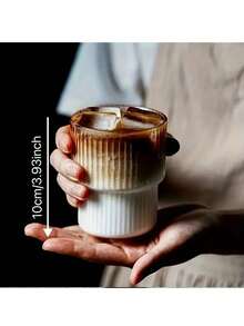 1pc 300ml/10oz Heat Resistant Straight Drinking Cup For Ice Coffee, Transparent Kitchen & Home Drinkware, Birthday Gift - Transparent - View 3