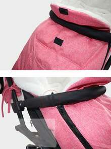 1pc Universal Footmuff For Baby Stroller (pink), Winter Warm Waterproof Windproof Footmuff Sleeping Bag With Plush Lining For Infants And Toddlers - Pink - View 5