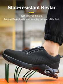 Steel Toe Shoes for Men Lightweight Breathable Comfortable Work Safety Shoes Industrial Construction Indestructible Sneakers Black - Black - View 4