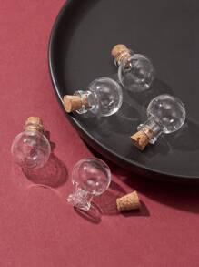 5入組圓形玻璃瓶子,用於珠子容器,附有瓶塞,可用作許願瓶 - 無色 - 查看 1