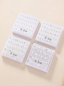 1套/20對時尚多色水晶石釘耳環女士珠寶 - 彩色 - 查看 7