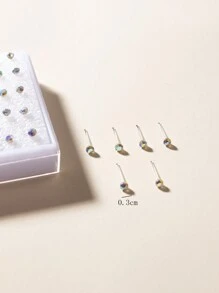 1套/20對時尚多色水晶石釘耳環女士珠寶 - 彩色 - 查看 4