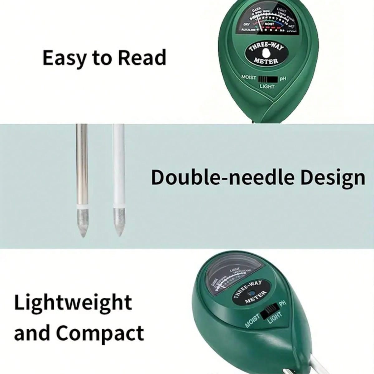 1pc 3 In 1 Soil PH Meter Sensor Meter, Water Monitor Hydrometer Plant