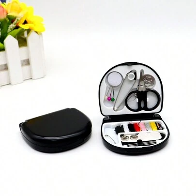 1set Black Compact Mini Sewing Kit