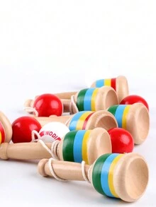 1入組木頭杯子&球傳統遊戲隨機設計玩具 - 彩色 - 查看 4