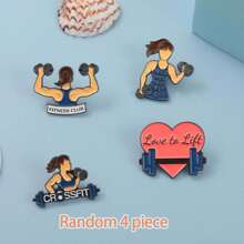 XIANG YU 1pc/4pcs Alloy Barbell Weightlifting Female Metal Badge/brooch, Suitable For Scarf, Hat, Clothes, Bag Decoration