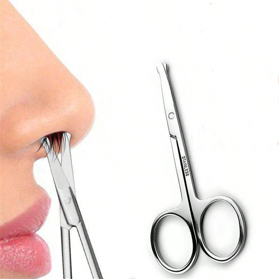 Round-tip Nose Hair Scissors, 8.8cm Long Stainless Steel Safe Trimming ...