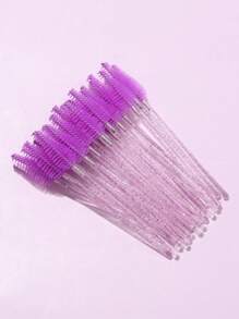 20pcs/Set Disposable Crystal Handle Purple Eyelash Brush, Eyebrow Comb, Lip Brush & Makeup Brush For Multipurpose Use - Purple - View 4