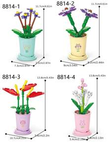 盆栽积木花束玩具 - 永恒人造绿植房间装饰 - 彩色 - 查看 3