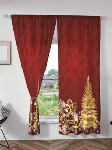 1pc Christmas Series Printed Window Curtain - Multicolor - View 4