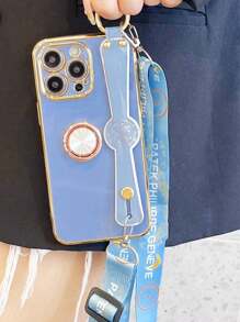 多功能電鍍防摔手機殼+金屬隱藏支架+腕帶+掛繩全功能手機殼一套,兼容 Iphone/samsung/xiaomi/oppo/vivo - 藍色 - 查看 1
