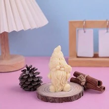 1入組白色矽膠模具適用於DIY香薰蠟燭,石膏裝飾用品,裝飾品和香氣石頭帶聖誕男士造型 - 白色 - 查看 3