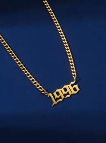 1pc Personalized Men's Stainless Steel Year Pendant Necklace, Suitable For Commemorative Purposes