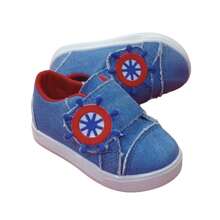 Tênis Infantil 20 ao 27 macio menino-menina velcroo c/desenho sapatinho unissex leve, confortável, pratico, barato, solado emborrachado antiderrapante. - Azul - Visão 2