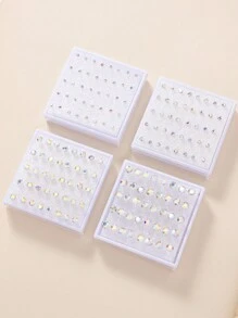 1套/20對時尚多色水晶石釘耳環女士珠寶 - 彩色 - 查看 2