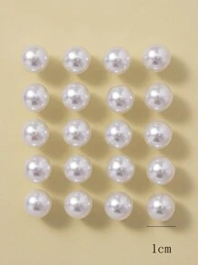 1套10對簡約優雅人造珍珠耳針套裝,適合女性日常佩戴 - 白色 - 查看 9