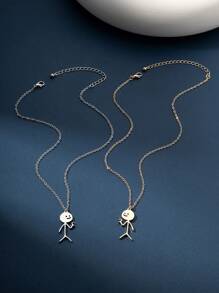 2 piezas Dijes de collar con forma de cerillas diseño de corazones entrelazados para mejores amigos y parejas, regalo para el Día de San Valentín, para mamá, Día de la Madre - Multicolor - Ver 5