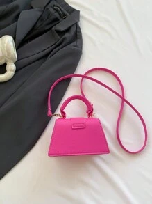 1pc Mini Fashionable Flap Satchel Suitable For Daily Activities, Shopping, Travel And Vacation - Hot Pink - View 5