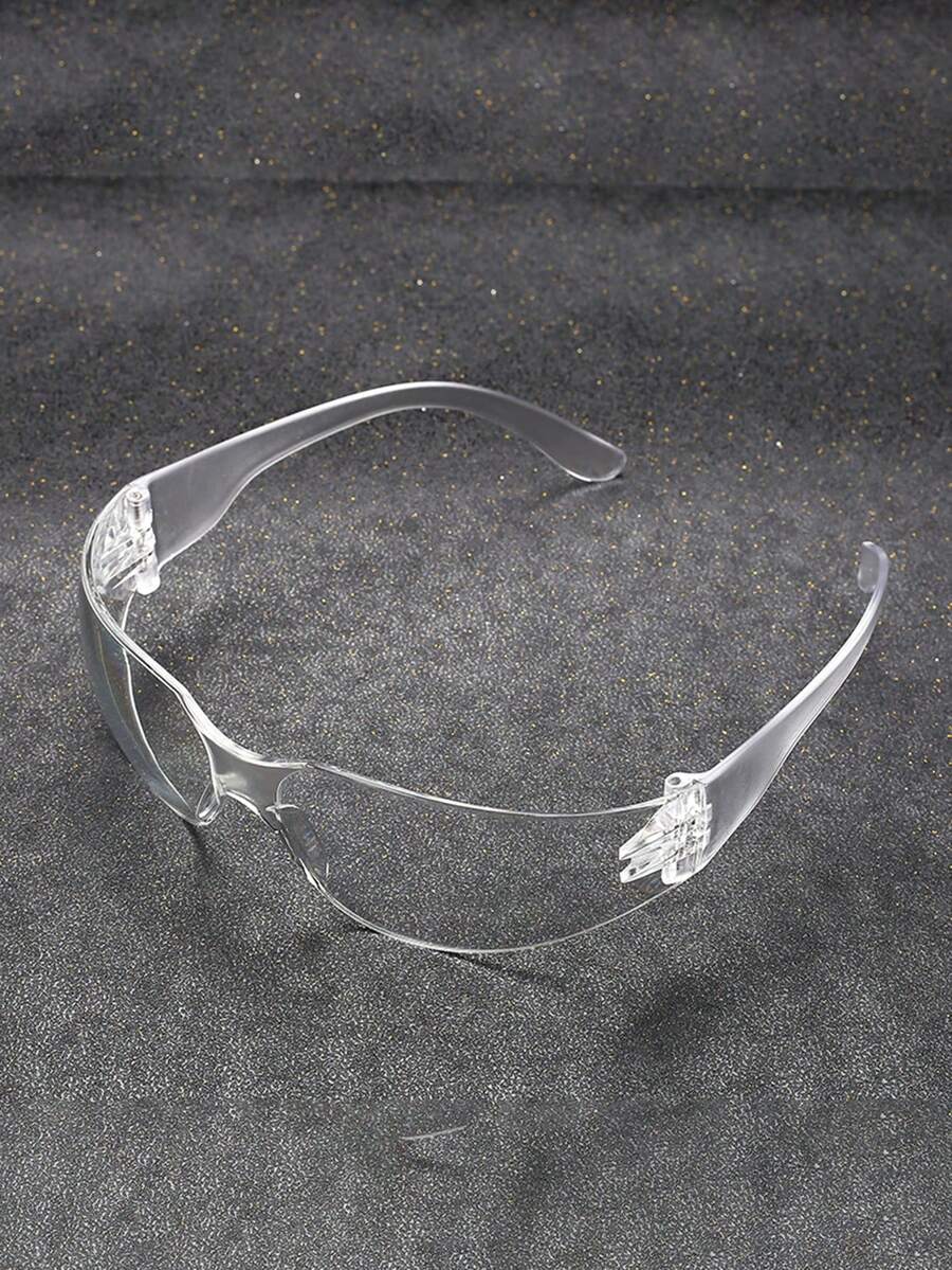 1pc Men's Fashionable Ellipse Shaped Pc Windproof And Protective Glasses With Reinforced Lens And Multiple Colors, Suitable For Daily Biking And Traveling Use - Clear - View 1