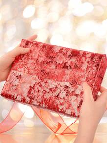 1入組紅色帶箔網格桌旗卷,適用於派對、婚禮和活動的桌子裝飾 - 紅色 - 查看 4