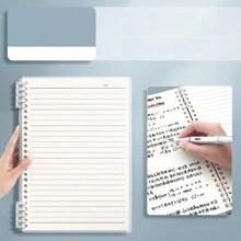 1 Pieza Cuaderno De Hojas Sueltas Tamaño B5, Con 60 Páginas De Papel Con Rayas Y Cubierta De Pp A Prueba De Agua - Blanco - Ver 1