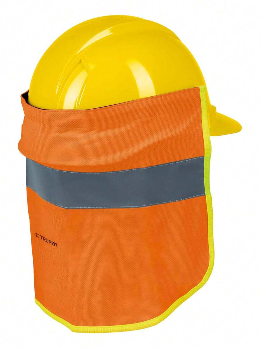 TRUPER Cubrenuca Para Casco, Naranja con reflejante, Cinta 2" (5 cm) Alta Visibilidad - Naranja Quemada - Ver 1