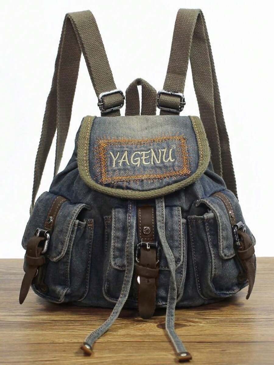 復古褪色小背包,休閒時尚,適合女士,適用於上學或通勤 - 彩色 - 查看 1