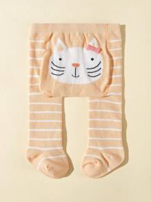 1 pieza Medias a rayas naranjas lindas para bebé - Multicolor - Ver 1