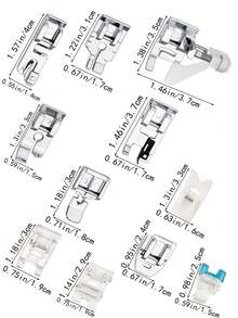 11 piezas Prensatelas para máquina de coser Set - Plateado - Ver 7