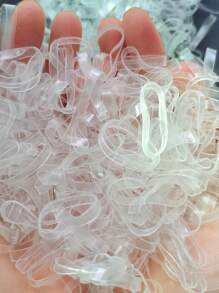 500 Piezas Ligas De Cabello Elásticas Desechables Transparentes Gruesas, Bandas De Goma Pequeñas Para Adultos, Duraderas Y De Alta Elasticidad - transparente - Ver 2