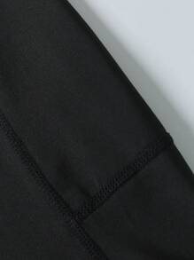 透氣速乾彈性壓力短褲附口袋,適用於健身、跑步、訓練 - 黑色 - 查看 5