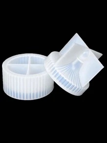 DIY Round Striped Candle Cup Mold, Jewelry Silicone Mold With Lid Storage Box, Home Decor, Crystal Epoxy Resin Mold, Plaster Clay Mold - White - View 3