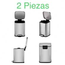 Set de 2 Botes de Basura cesto Eko 9 litros c/u Acero inoxidable - Plateado - Ver 4