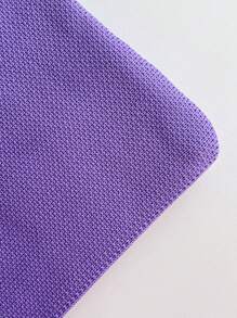 1 件紫色可折叠针织手提包/手腕包旅行手提包单肩包纯色简约休闲风格便携可折叠透气女士手提包非常适合度假、上学、工作通勤、购物 - 紫色 - 查看 5