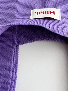 1 件紫色可折叠针织手提包/手腕包旅行手提包单肩包纯色简约休闲风格便携可折叠透气女士手提包非常适合度假、上学、工作通勤、购物 - 紫色 - 查看 4